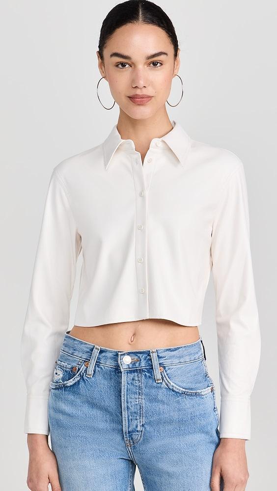 alice + olivia Leon Crop Vegan Button Down | Shopbop Product Image