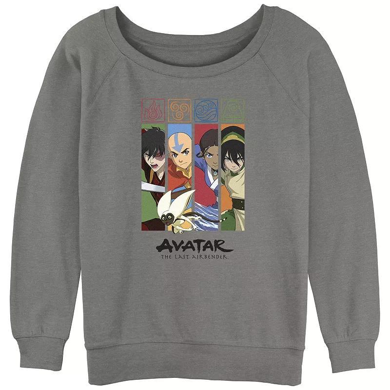 Juniors Avatar The Last Airbender Characters Banners Slouchy Terry Graphic Pullover, Womens Gray Grey Product Image