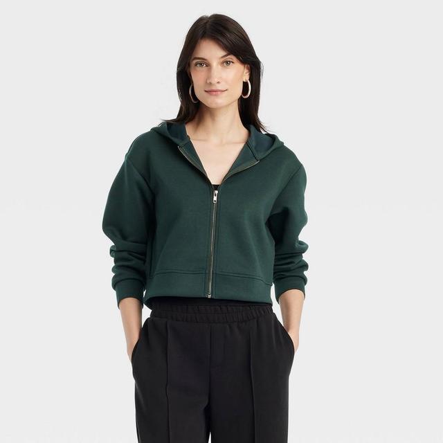 Womens Double Knit Zip Hoodie Sweatshirt - A New Day XS Product Image