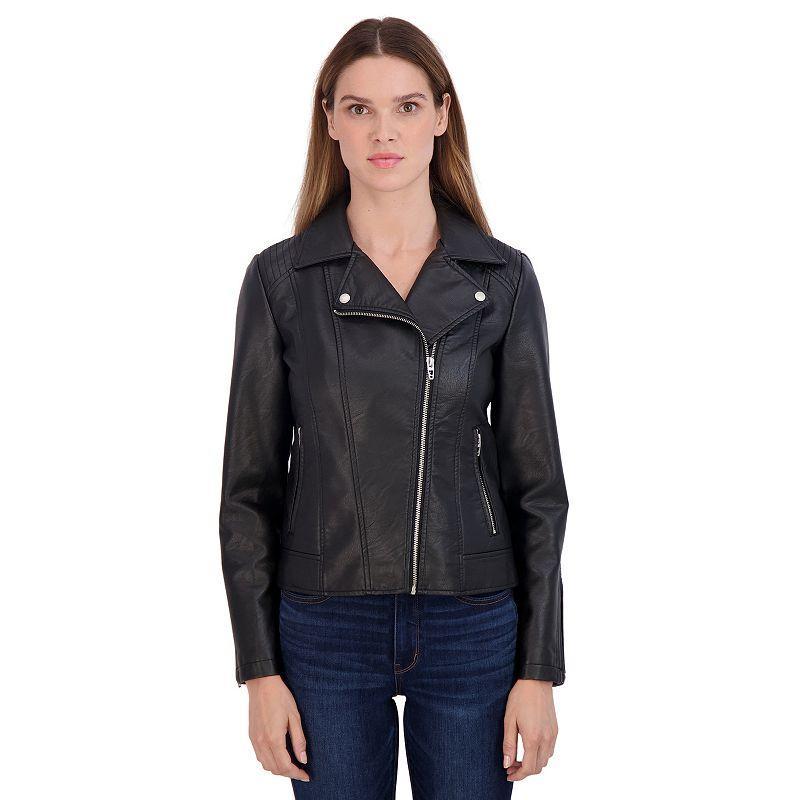 Sebby Collection Womens Faux Leather Biker Jacket Product Image