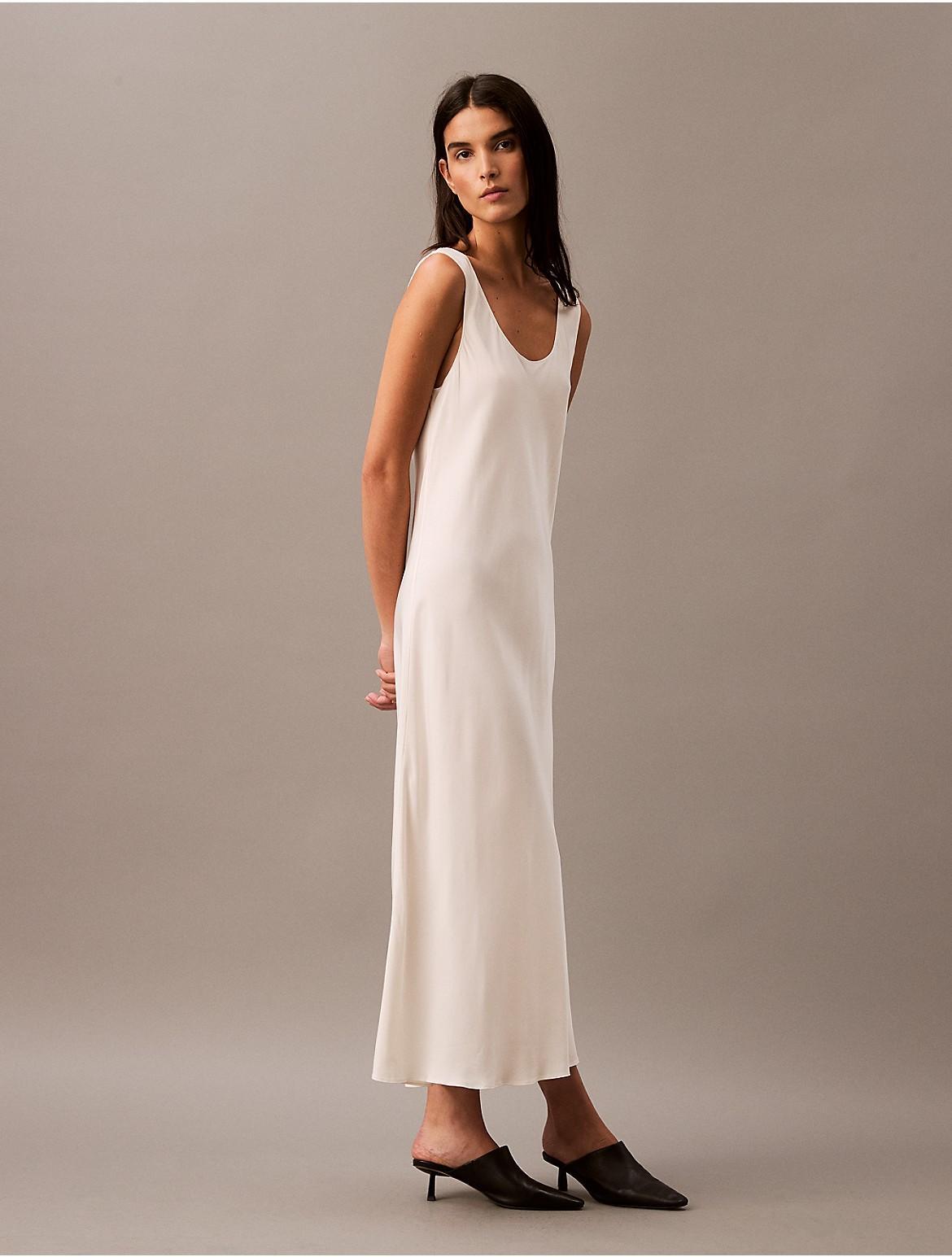 Calvin Klein Womens Viscose Satin Maxi Slip Dress - White - 12 Product Image