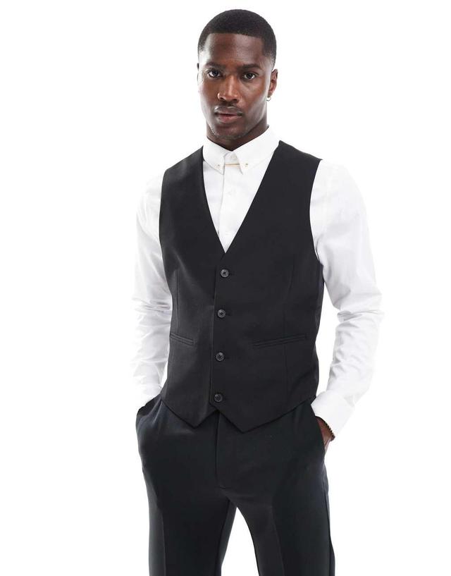 ASOS DESIGN skinny vest in black Product Image