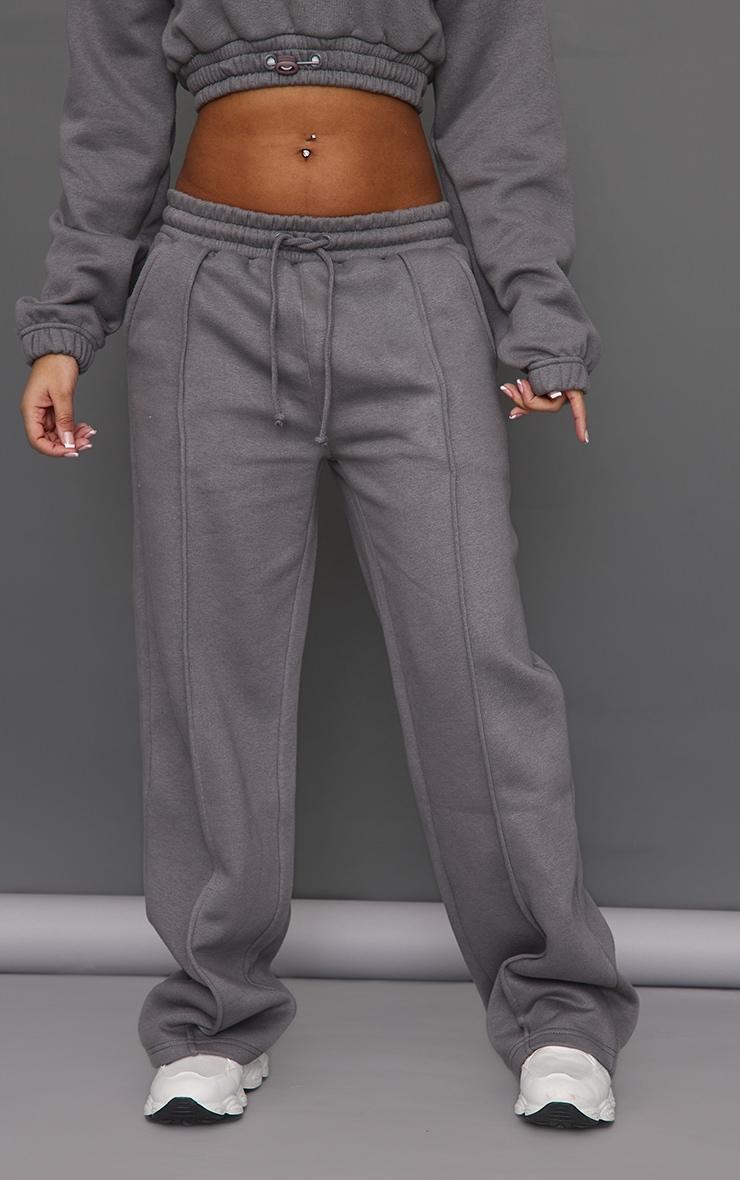 Petite Steel Blue Wide Leg Seam Detailed Sweatpants Product Image