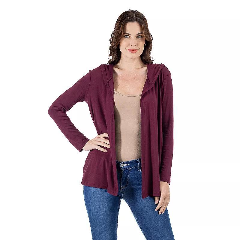 Womens 24Seven Comfort Apparel Open Front Lightweight Hooded Cardigan Product Image