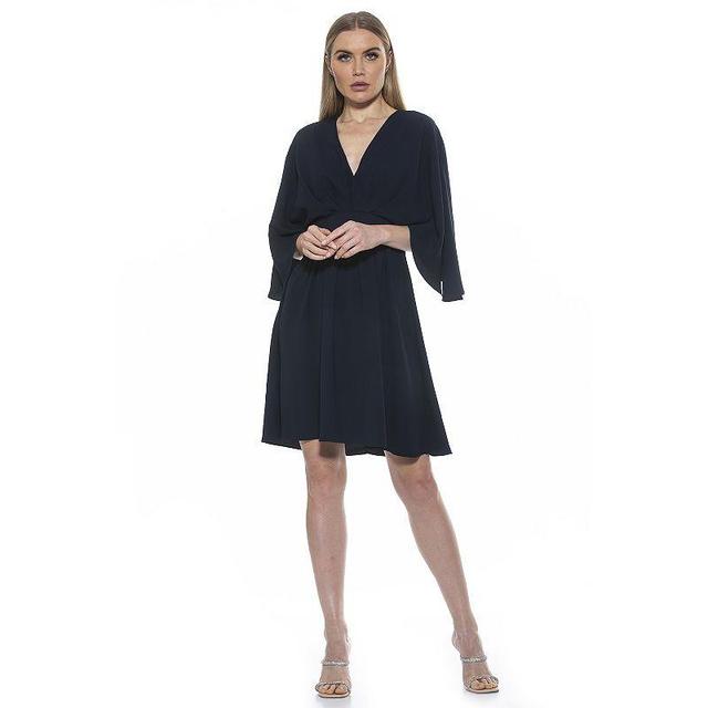 Womens ALEXIA ADMOR Isla Draped Fit & Flare Dress Blue Product Image