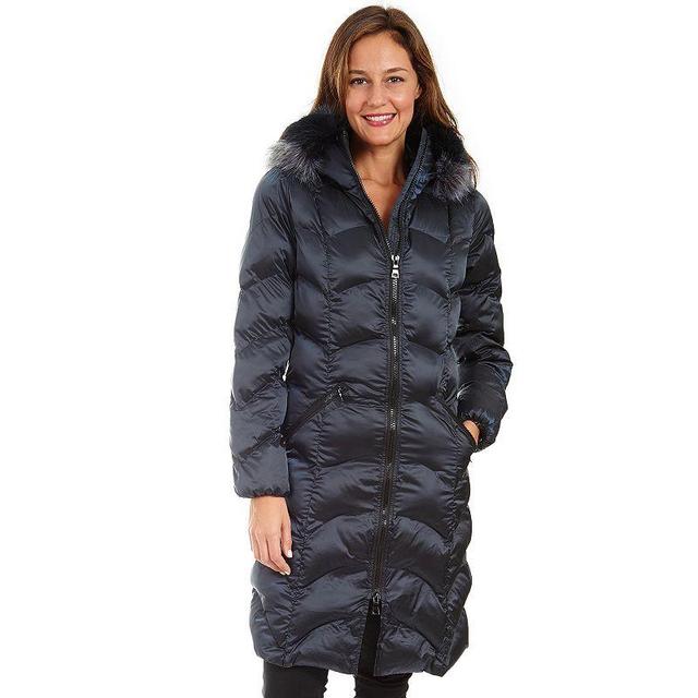 Womens Fleet Street Long Faux Down Coat with Faux Fur Trimmed Hood Product Image