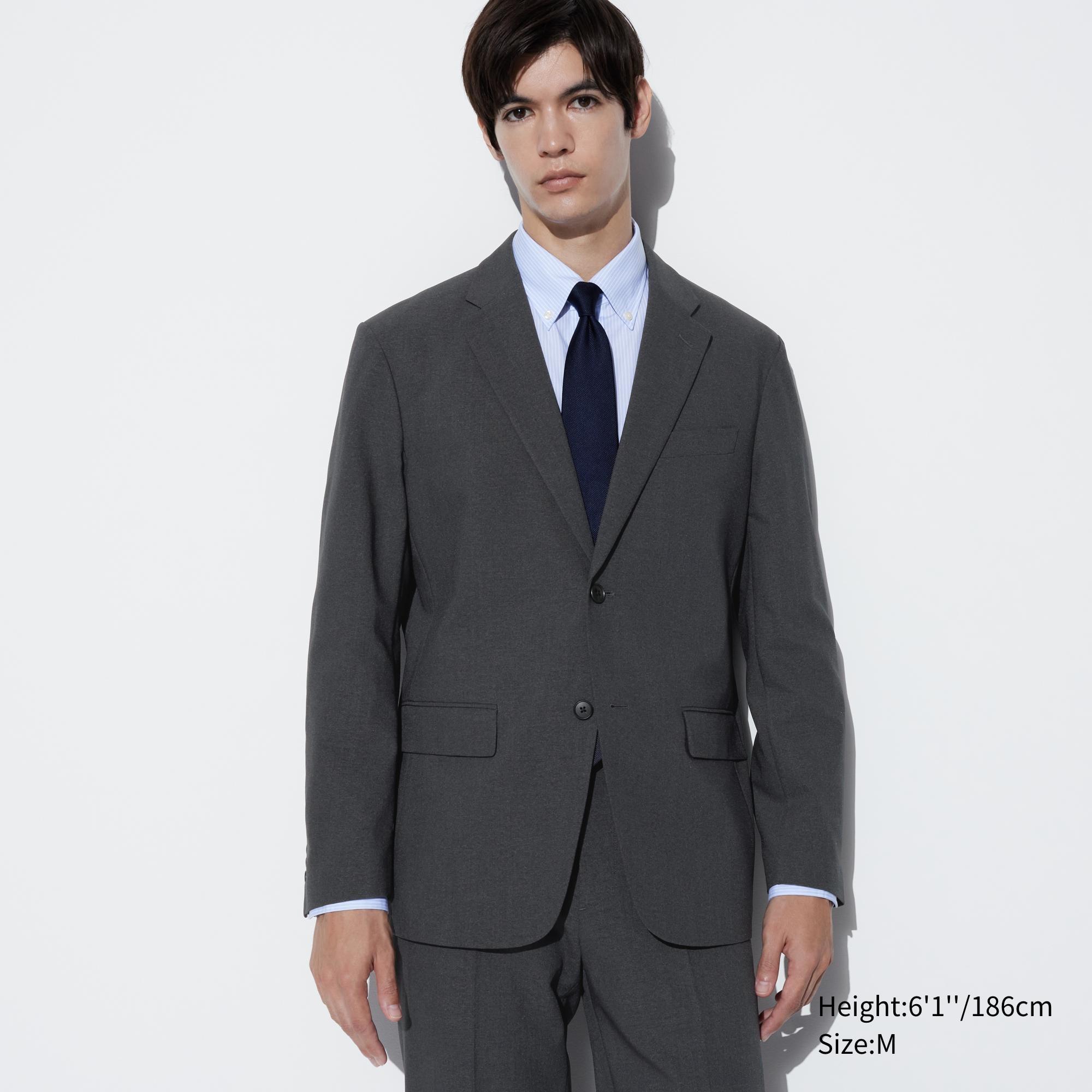 Mens Airsense Blazer (Wool-Like) with Quick-Drying Dark Gray Small UNIQLO US Product Image