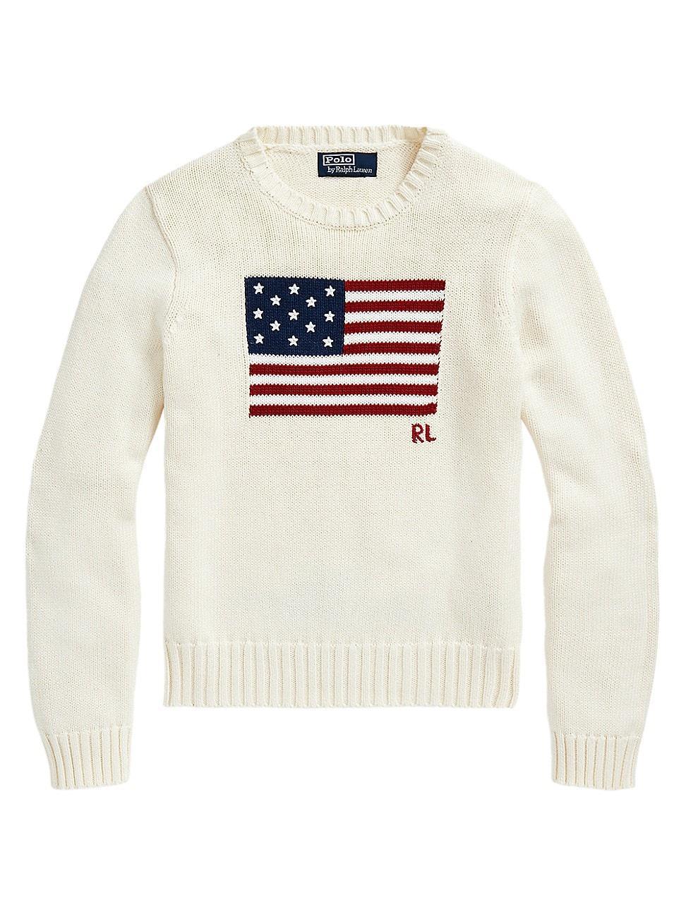 Womens Flag Cotton Crewneck Sweater Product Image