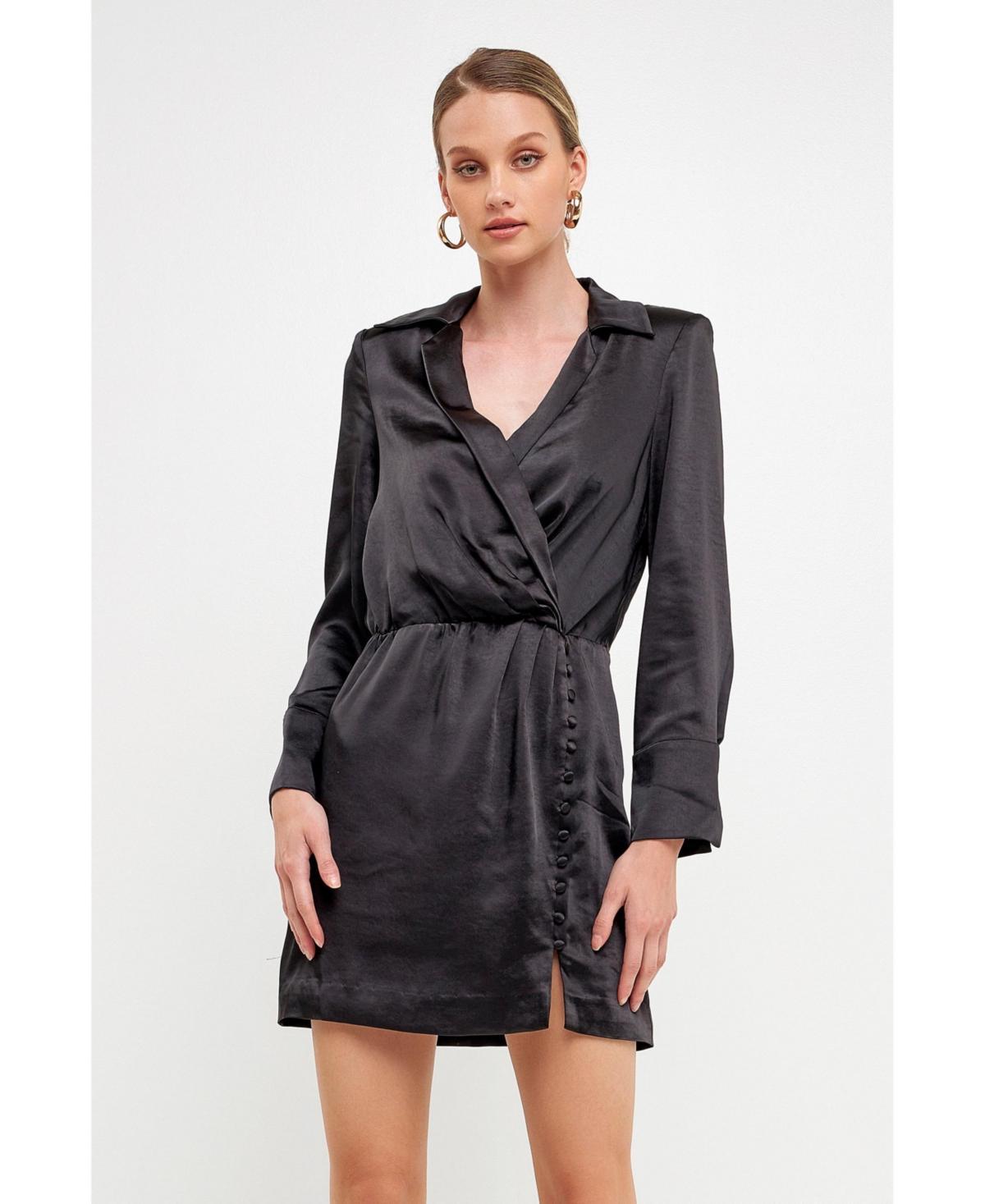 Womens Long Sleeve Satin Mini Dress Product Image