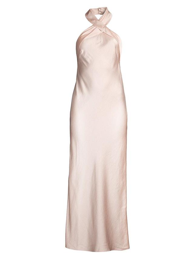 Womens Aida Satin Halter Maxi Dress Product Image