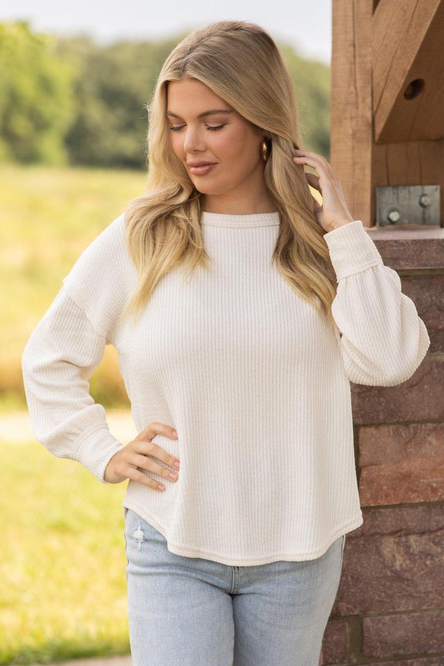 Drop Shoulder Long Sleeve Knit Top Product Image