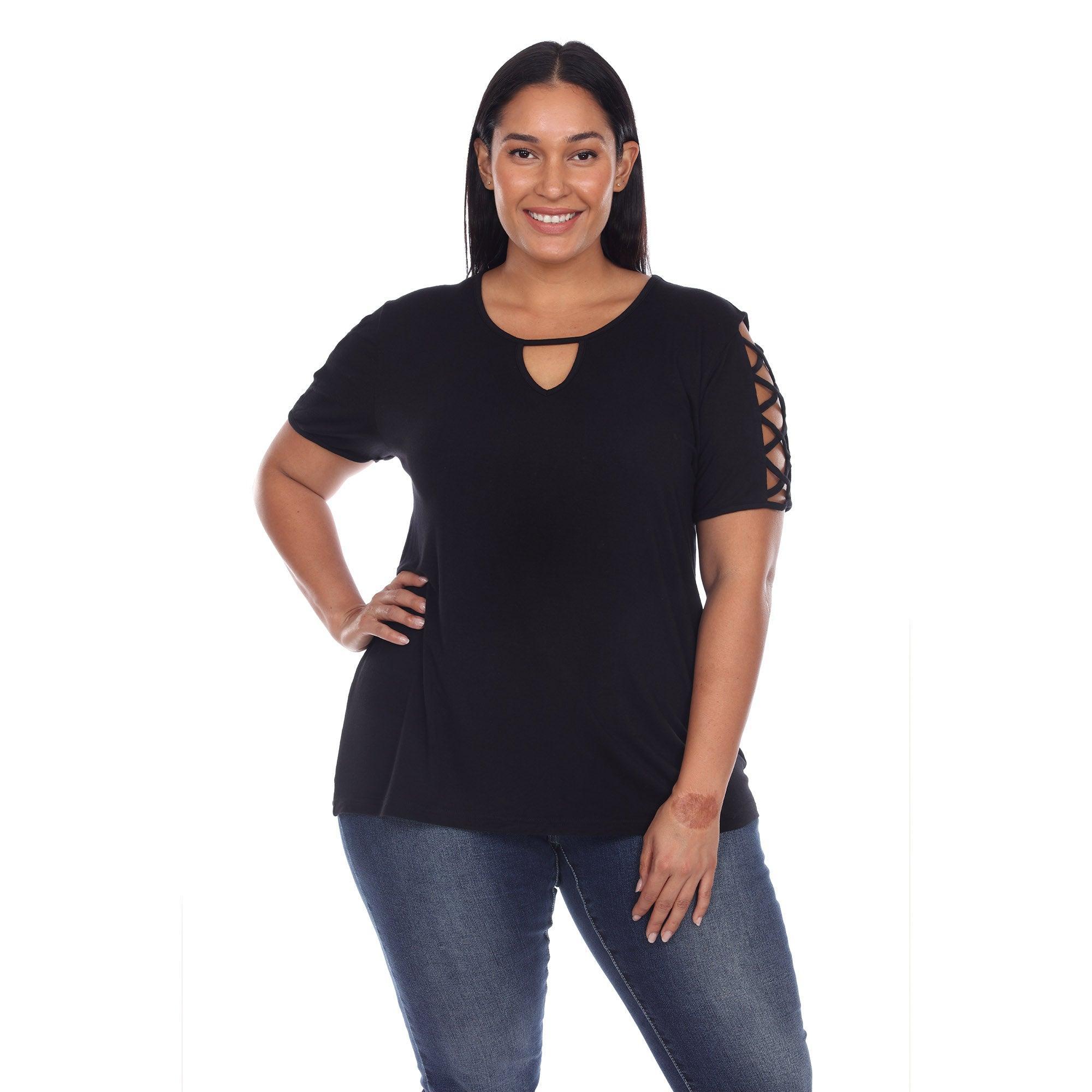 Keyhole Neck Cutout Short Sleeve Top - Plus Product Image