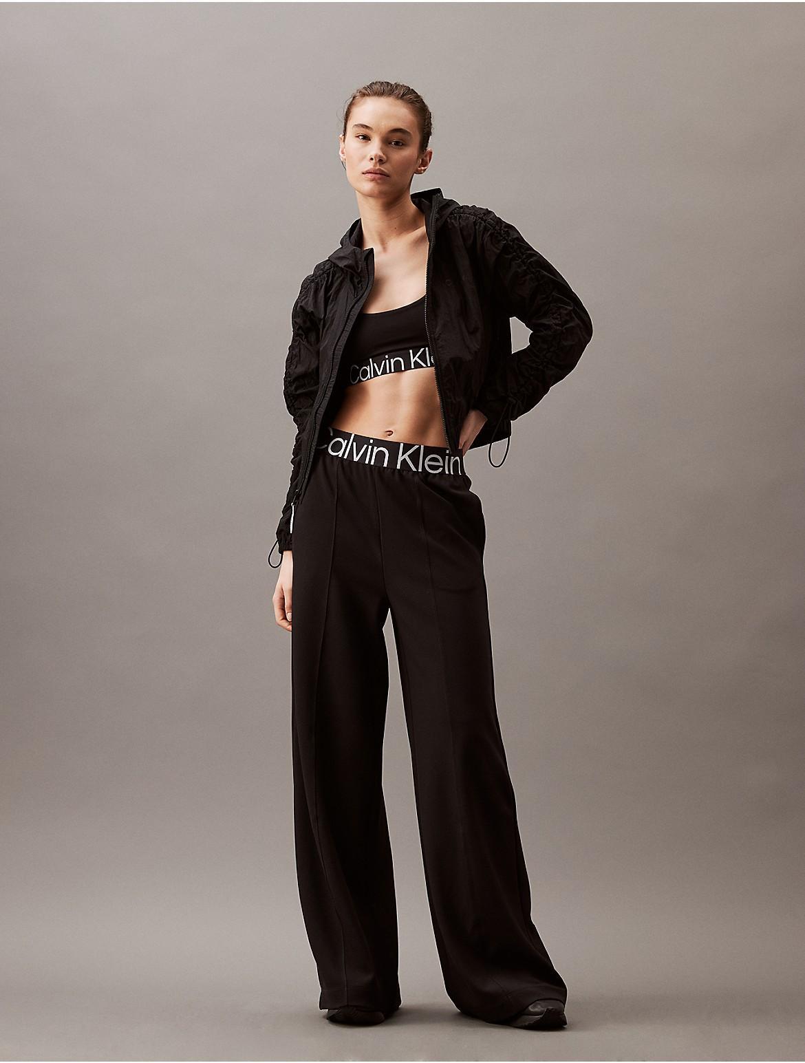 Calvin Klein Womens CK Sport Active Icon Wide Leg Track Pants - Black - S Product Image