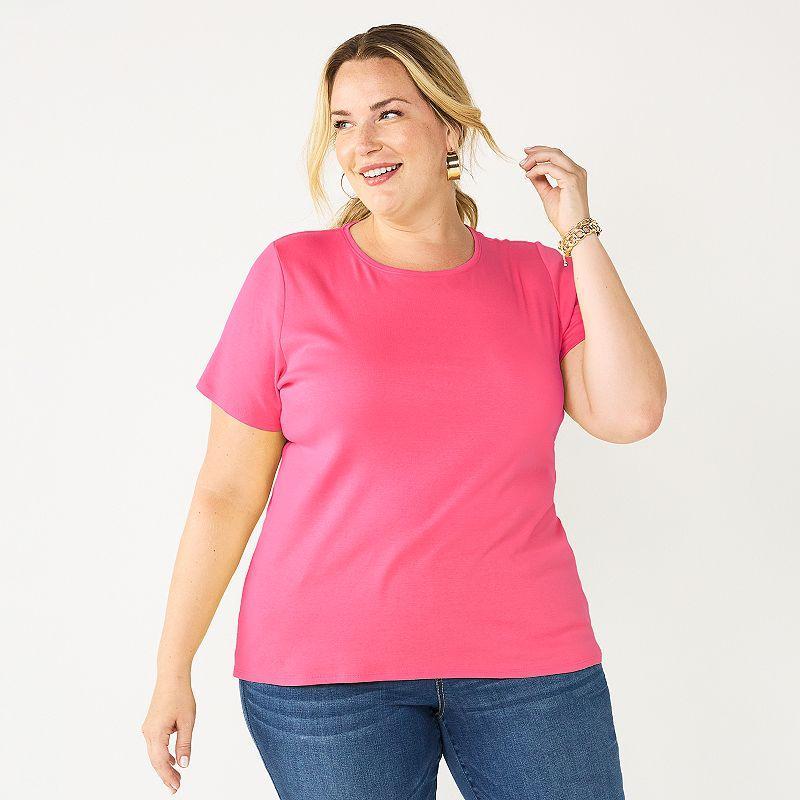 Plus Size Croft & Barrow Essential Crewneck Tee, Womens Product Image