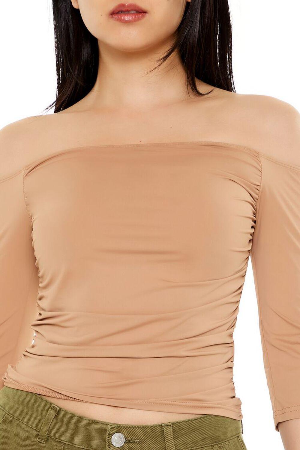 Ruched Off-the-Shoulder Crop Top | Forever 21 Product Image