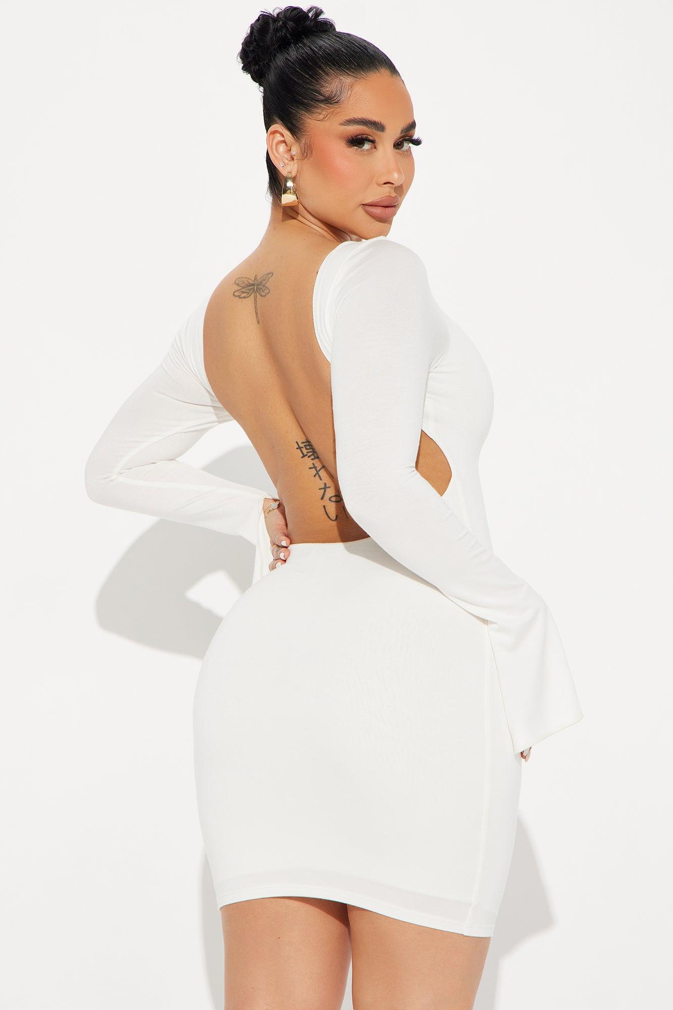 Riley Smooth Double Lined Mini Dress - Off White Product Image