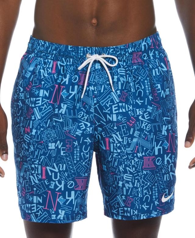 Nike Mens Blender Tossed Logo-Print 7 Twill Swim Trunks Product Image