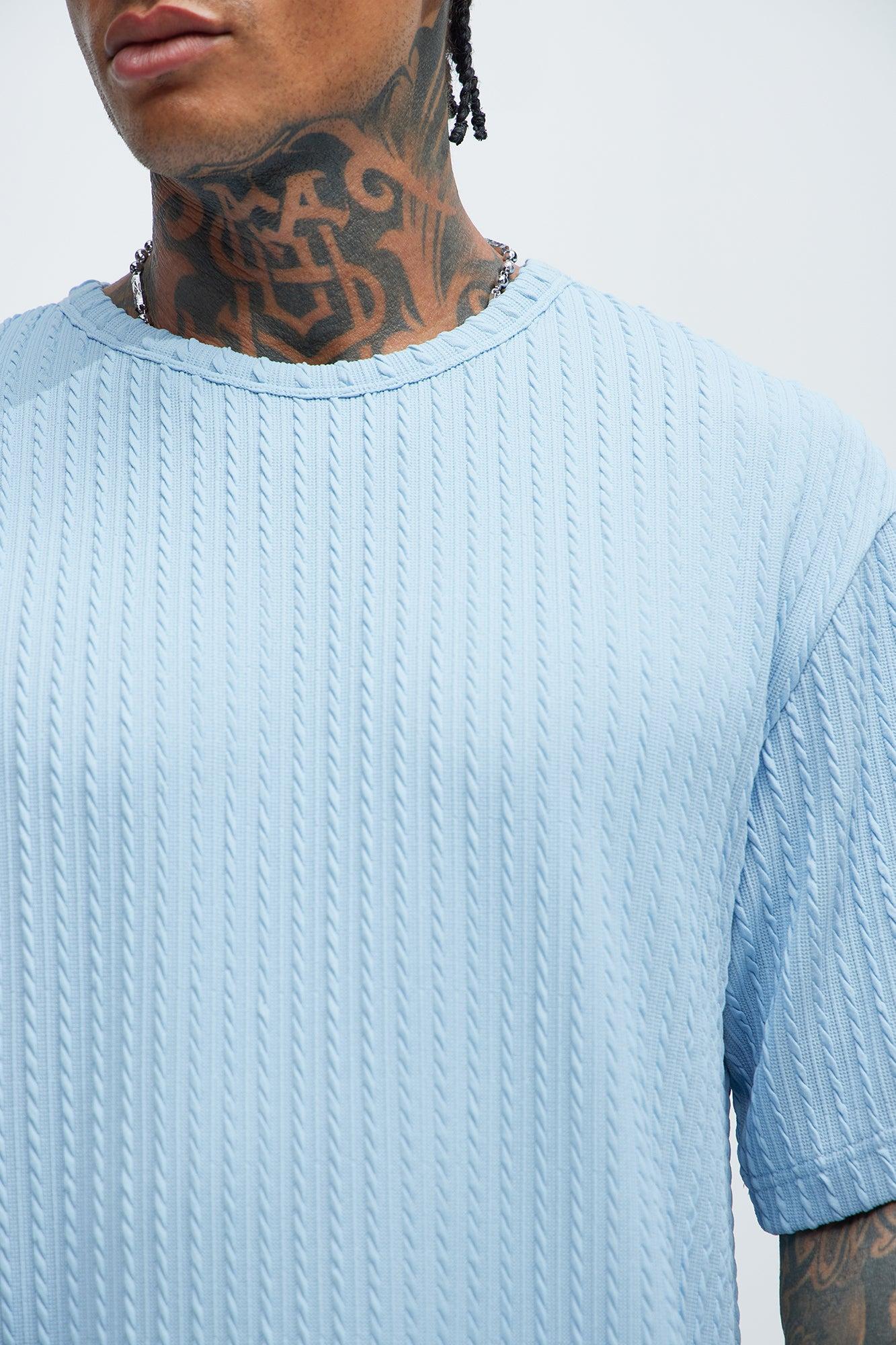 Rope Textured Relaxed Tee - Light Blue Product Image