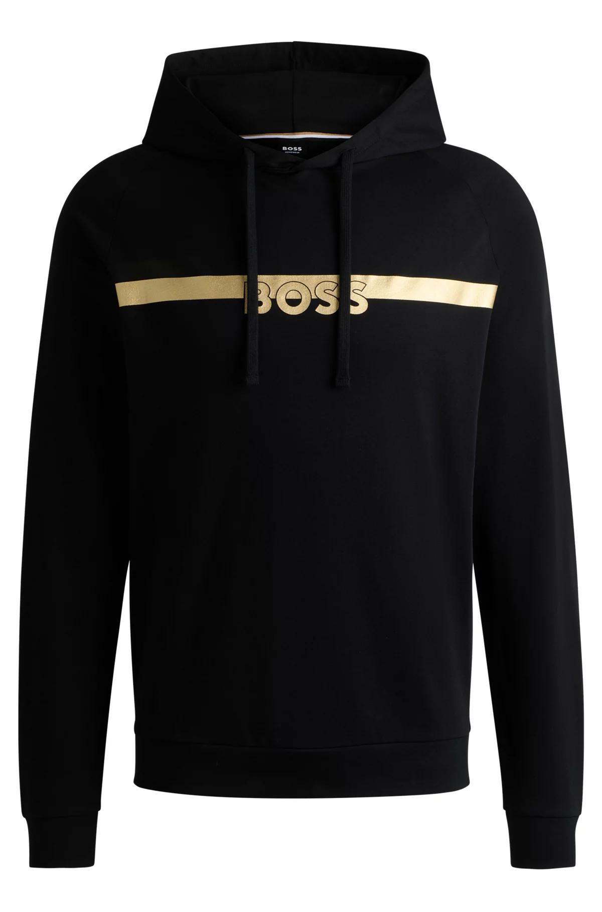 Boss Cotton-Terry Regular-Fit Hoodie with Foil-Print Logo Product Image