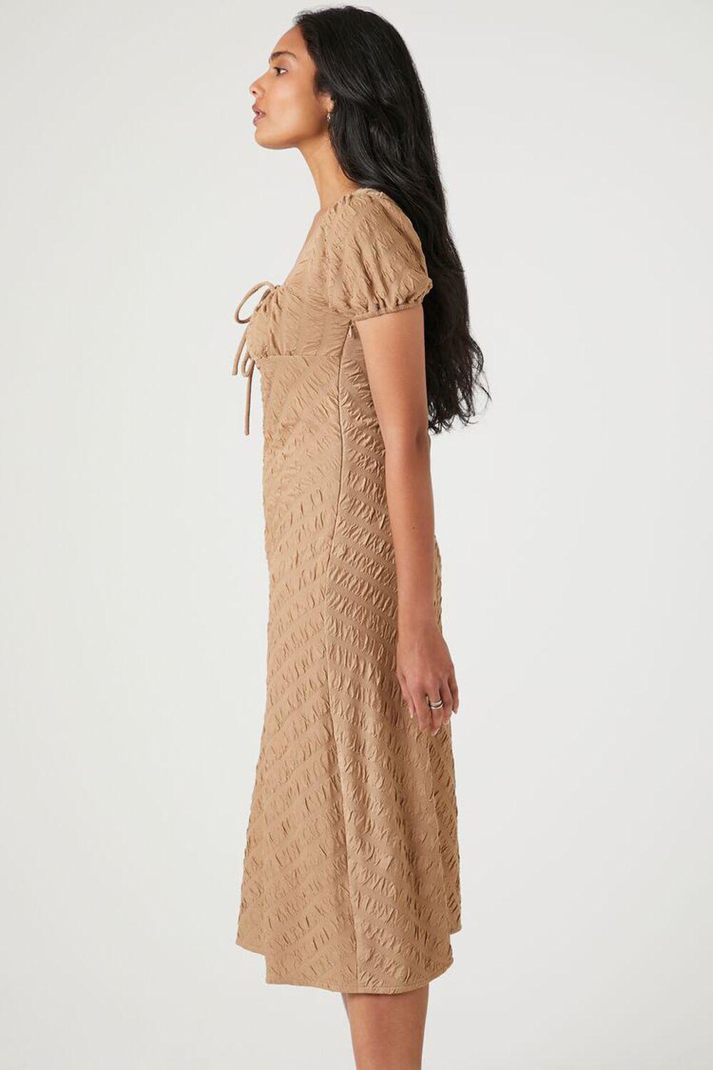 Textured Puff-Sleeve Midi Dress | Forever 21 Product Image