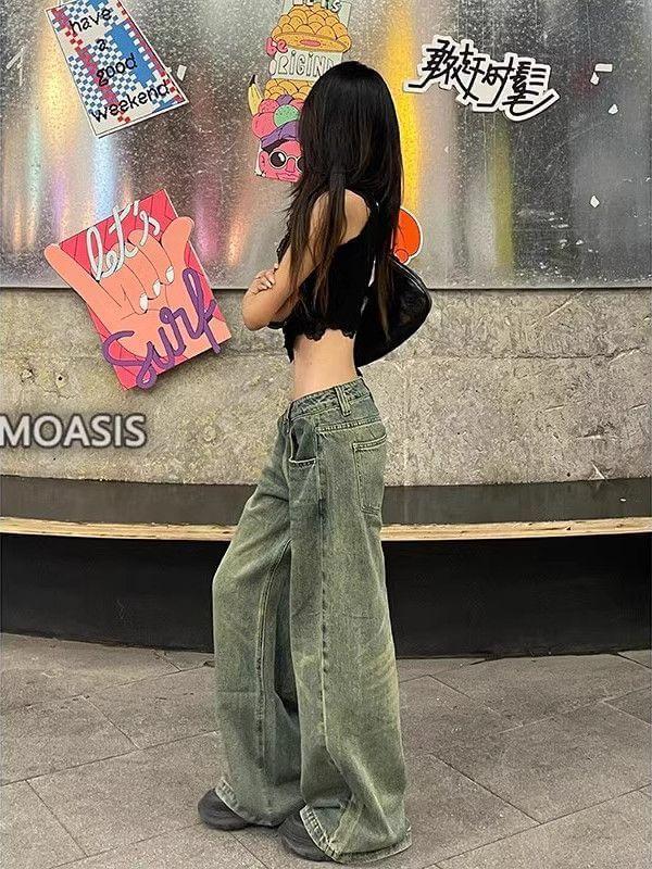 Low Waist Washed Wide Leg Jeans Product Image