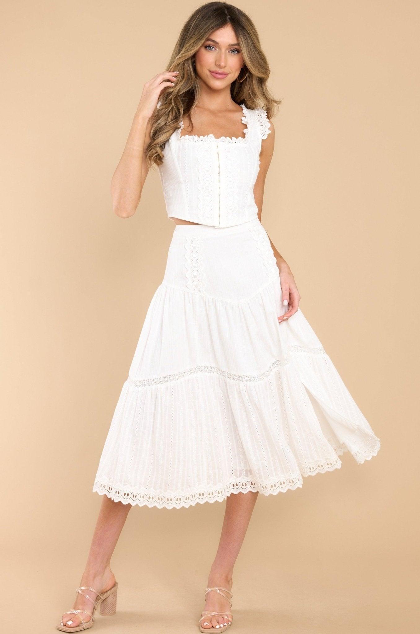 Aura Follow The Flow White Midi Skirt Product Image