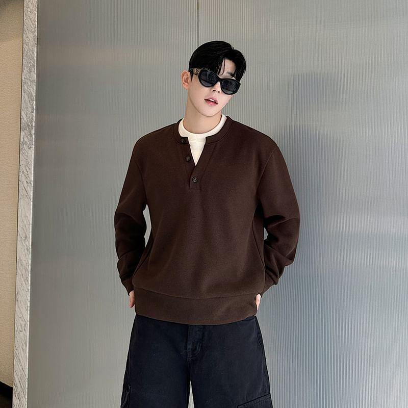 Crew Neck Mock Two Piece Sweatshirt Product Image