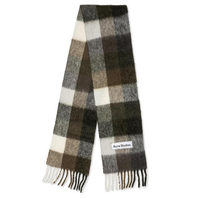 Mohair Checked Scarf - Taupe/Green/Black Male Product Image