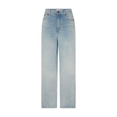 Wide-leg Stonewashed Jeans In Blue Product Image