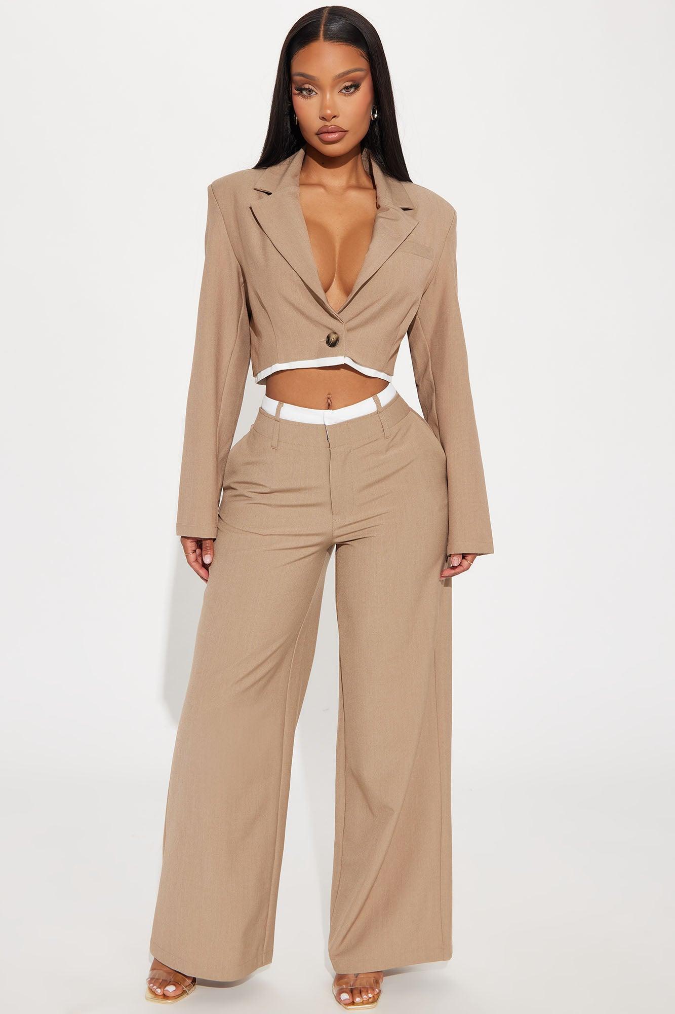 Chantel Cropped Blazer - Taupe Product Image