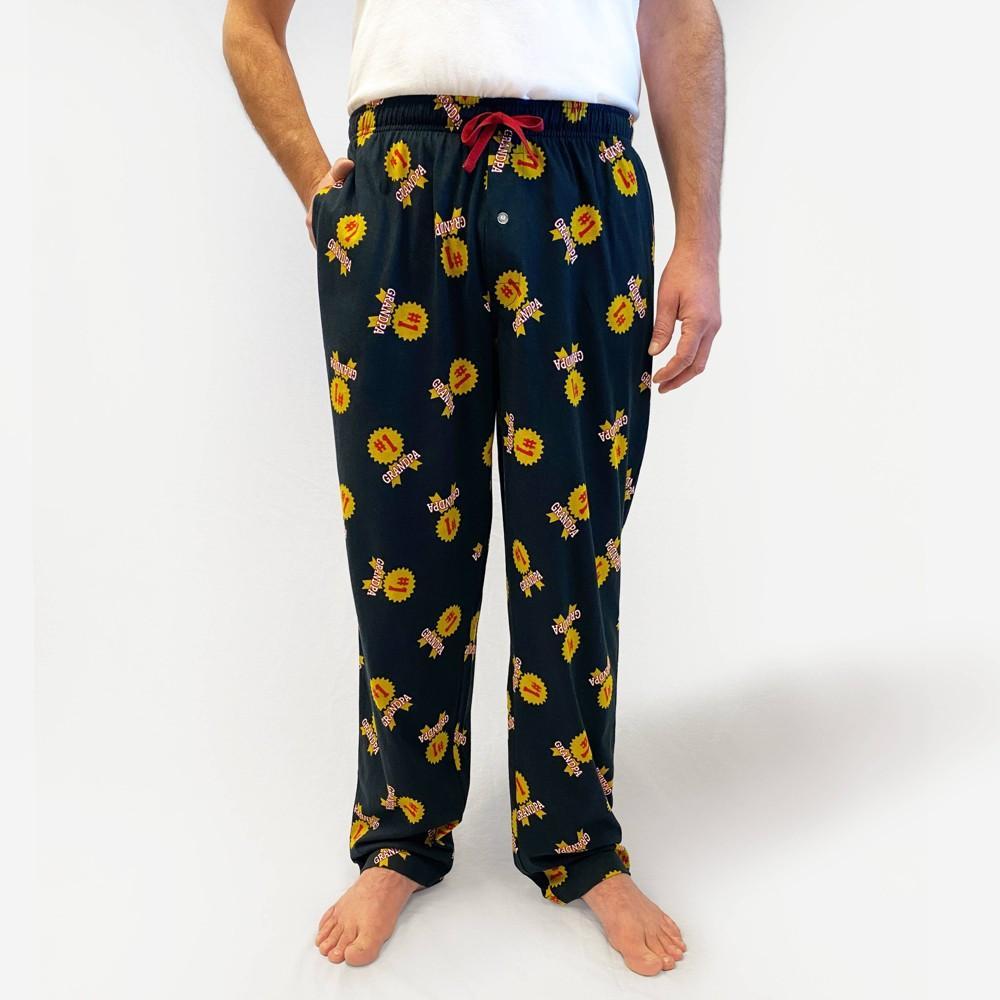 Mens Under Disguise Number One Grandpa Print Lounge Pajama Pants - Black Product Image