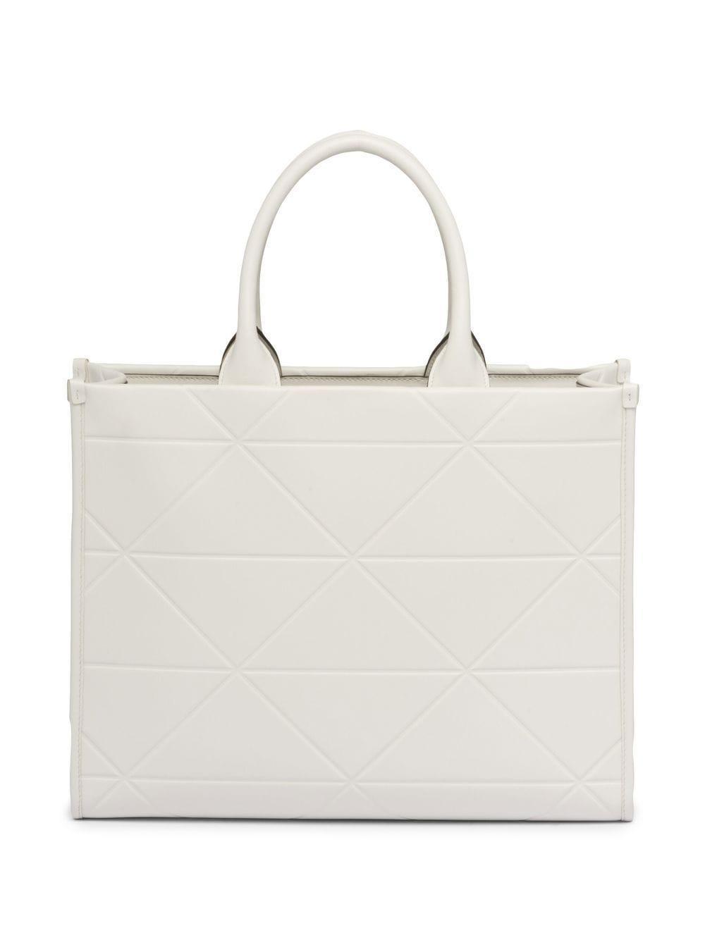 Leather Tote Bag In White Product Image