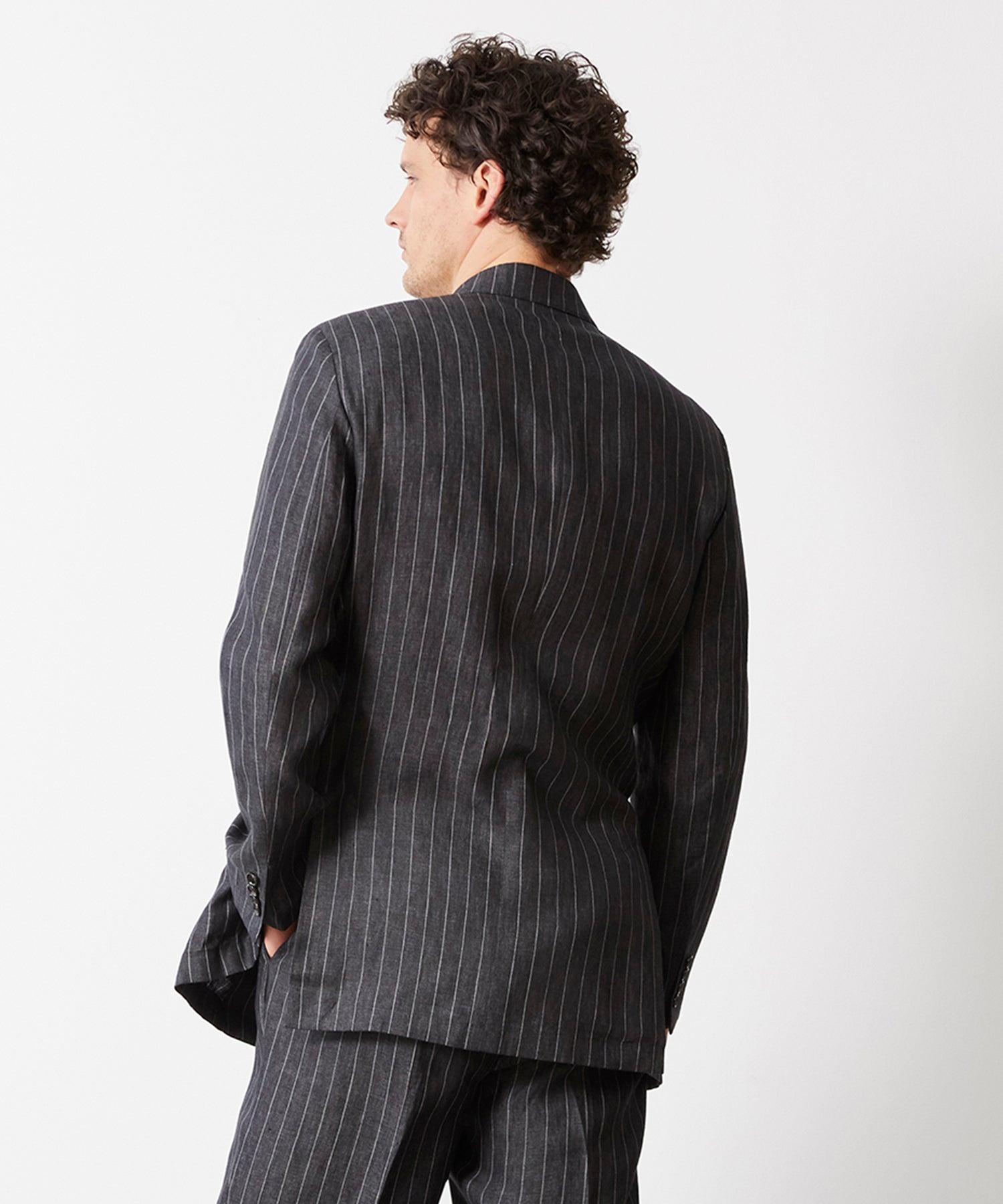 Italian Linen Wythe Suit Jacket in Charcoal Pinstripe Product Image