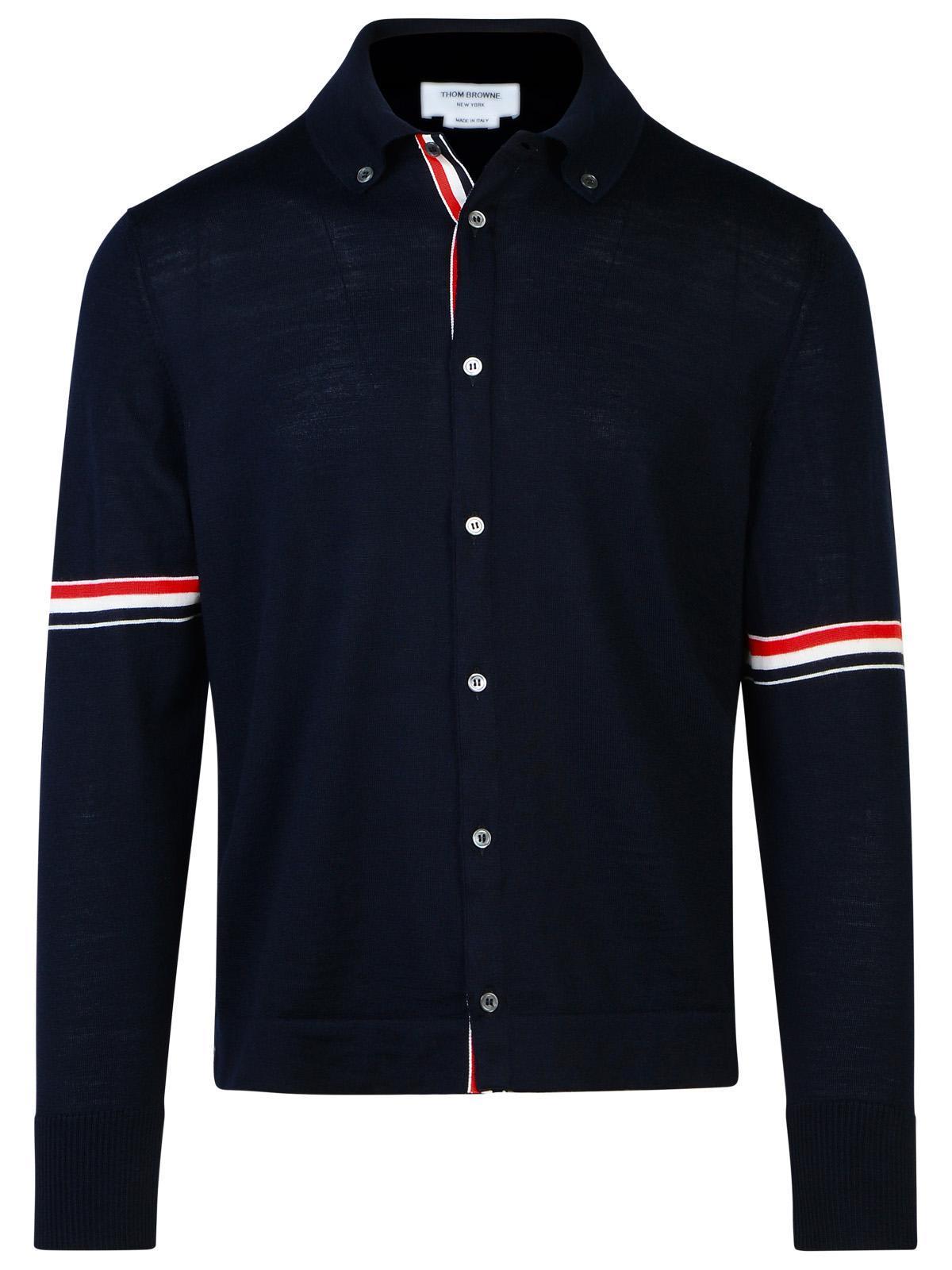 Navy Virgin Wool Shirt In Blue Product Image