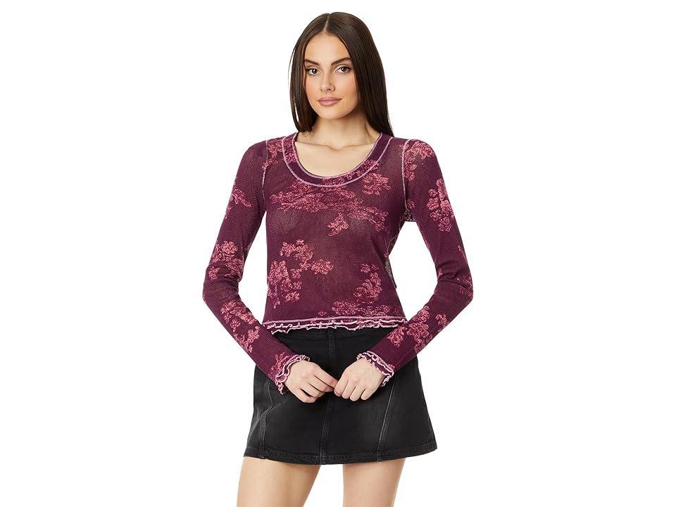 Free People Garner Tee Long Sleeve (Berry Combo) Women's Clothing Product Image