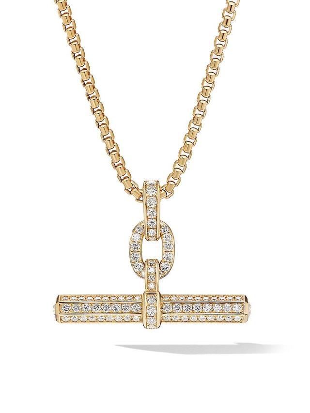 Womens Lexington E/W Barrel Pendant in 18K Yellow Gold with Full Pav Diamonds Product Image