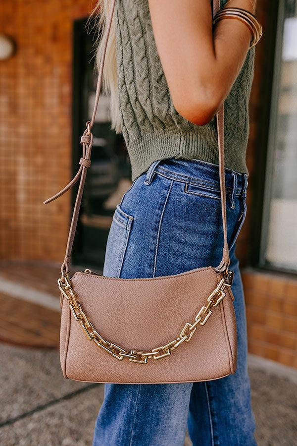 Pretty Personality Faux Leather Purse In Taupe Product Image