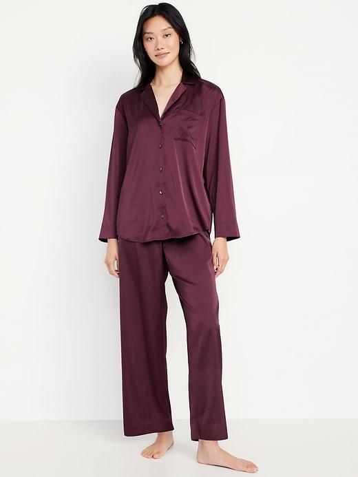 Satin Pajama Pant Set Product Image