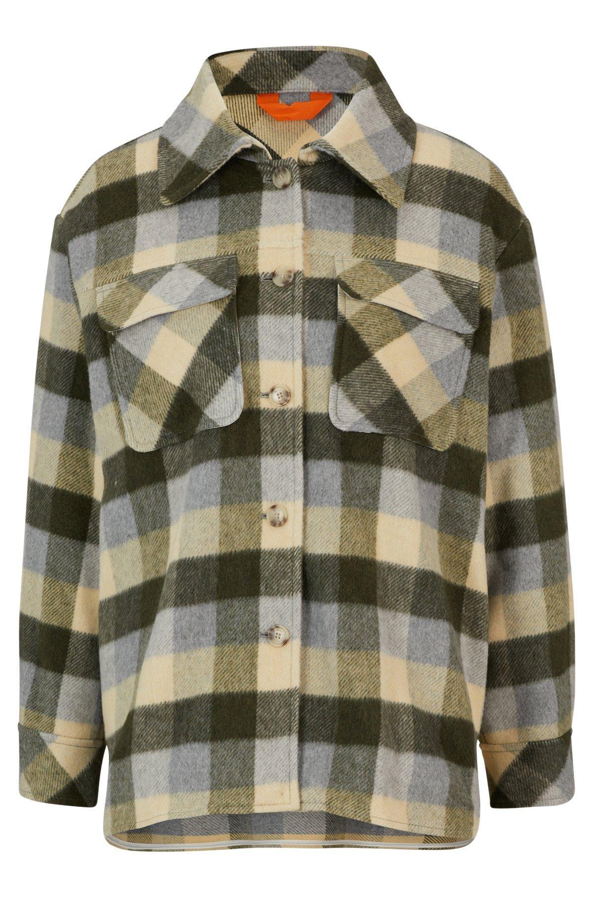 Relaxed-fit jacket in checked fabric with patch pockets Product Image