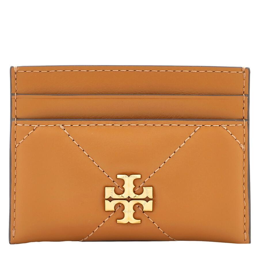 TORY BURCH Logo Plaque Quilted Card Case In Brown Product Image