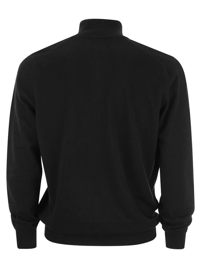 BRUNELLO CUCINELLI Cashmere Turtleneck Sweater With Zip In Black Product Image