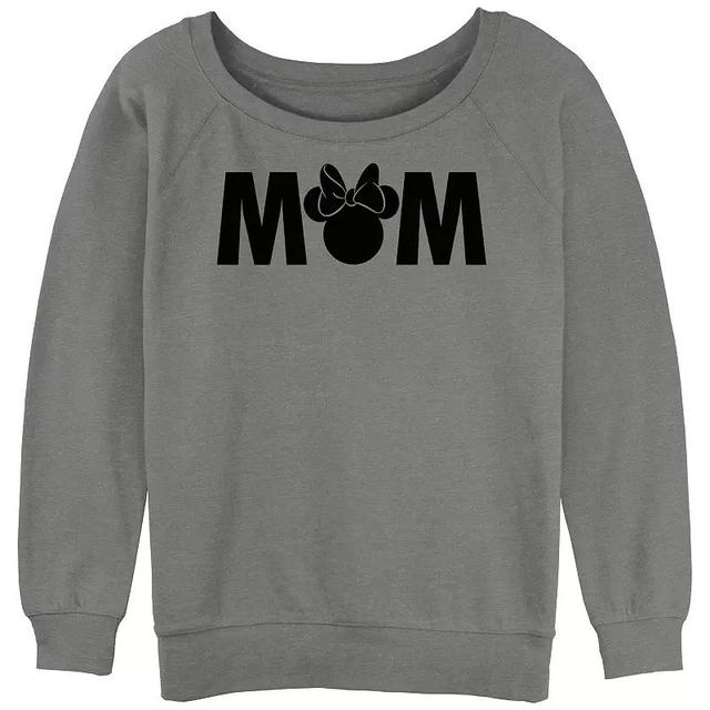 Disneys Minnie Mouse Juniors Mom Word Slouchy Graphic Sweatshirt, Womens Gray Grey Product Image