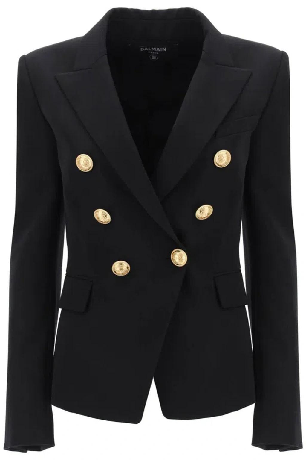 BALMAIN Double Breast Wool Blazer Jacket In Black Product Image