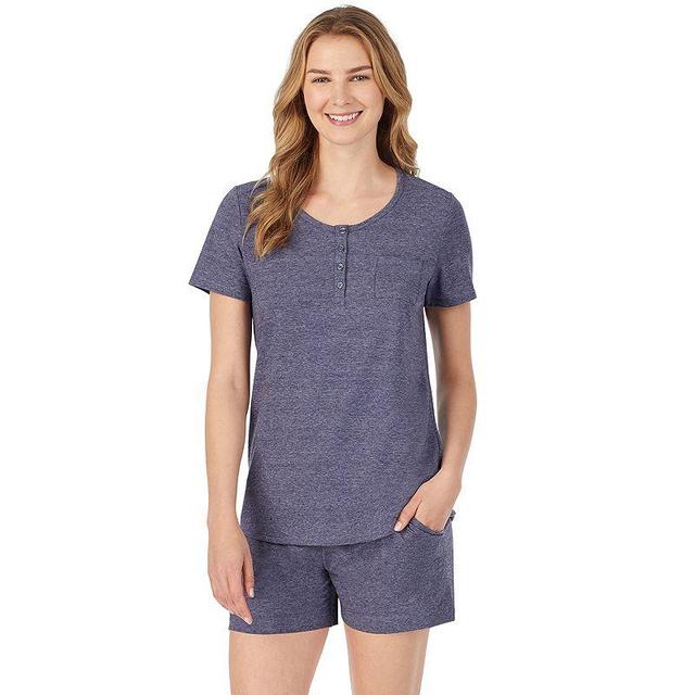 Womens Cuddl Duds Pajamas: Essential Sleep Tee & Boxers Set Navy Grey Product Image