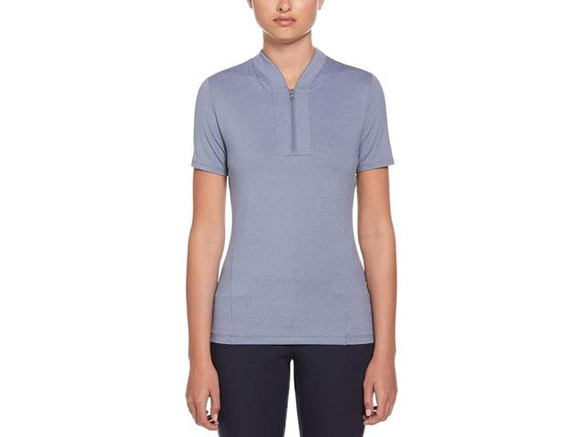 Womens Tonal Texture Heather Polo Top Product Image