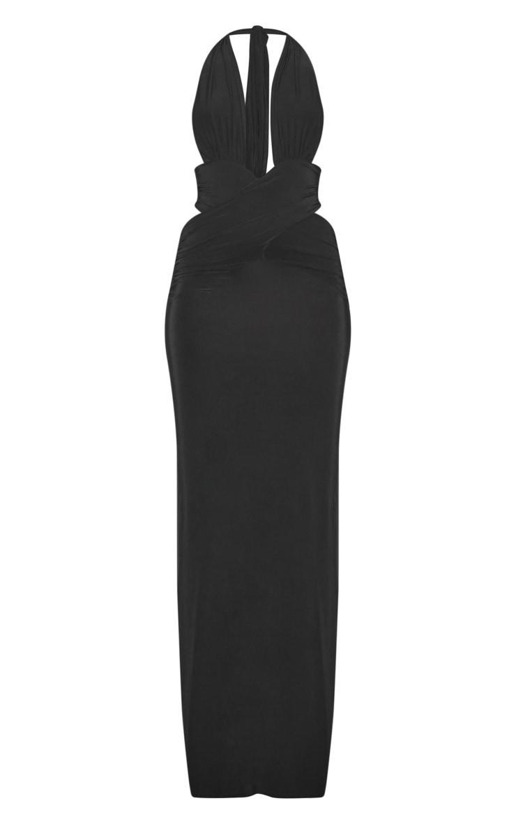 Black Slinky Extreme Plunge Maxi Dress Product Image