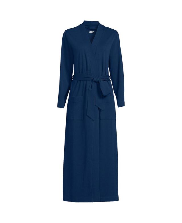 Petite Lands End Cotton Wrap Robe, Womens Blue Product Image