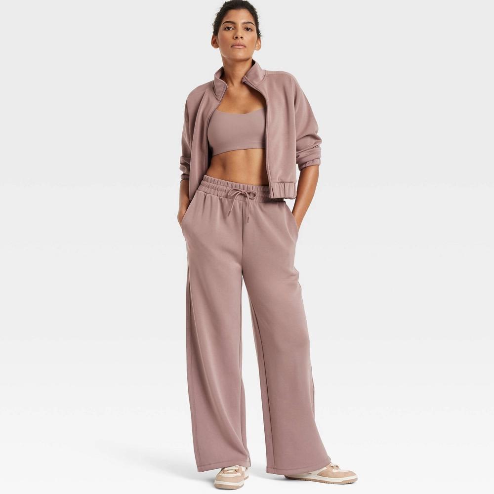 Women's Airy Sleek High-Rise Wide Leg Sweatpants - All In Motion™ Light Brown S Product Image