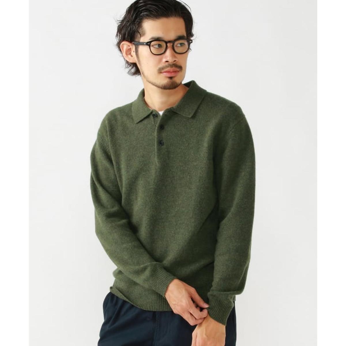 9 Gauge Knit Polo Green Product Image