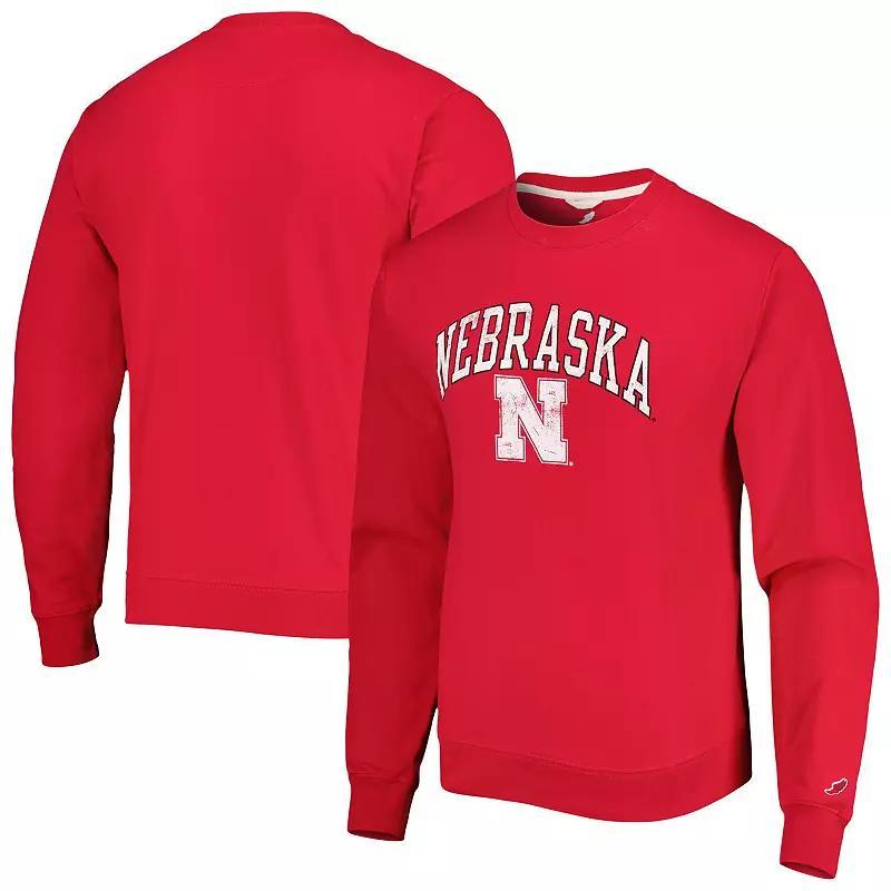 Mens League Collegiate Wear Scarlet Nebraska Huskers 1965 Arch Essential Pullover Sweatshirt Product Image